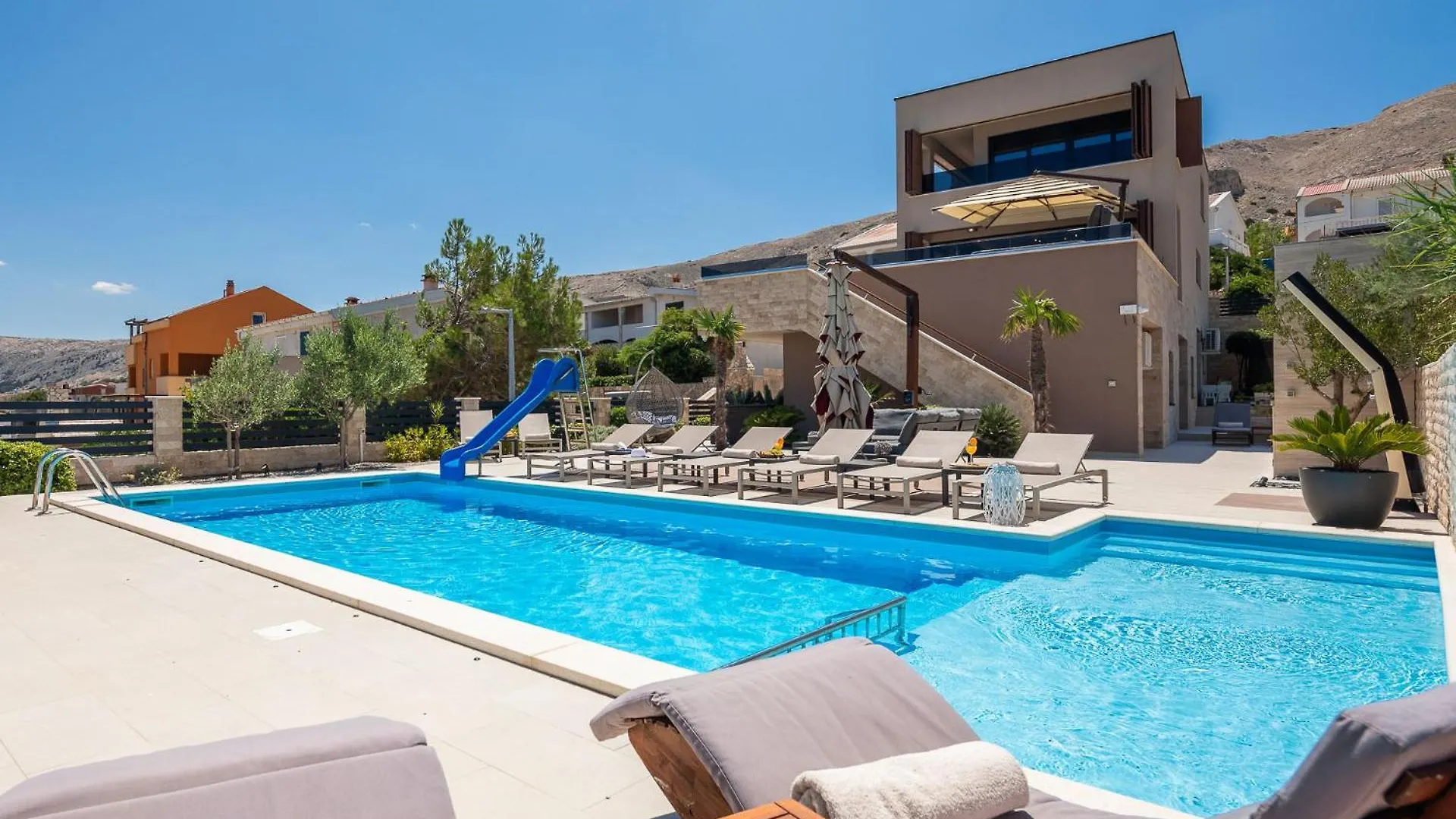 Villa Emma On Island Pag For 14 Persons With Sea View, Wellness & Pool Heating Pag Town