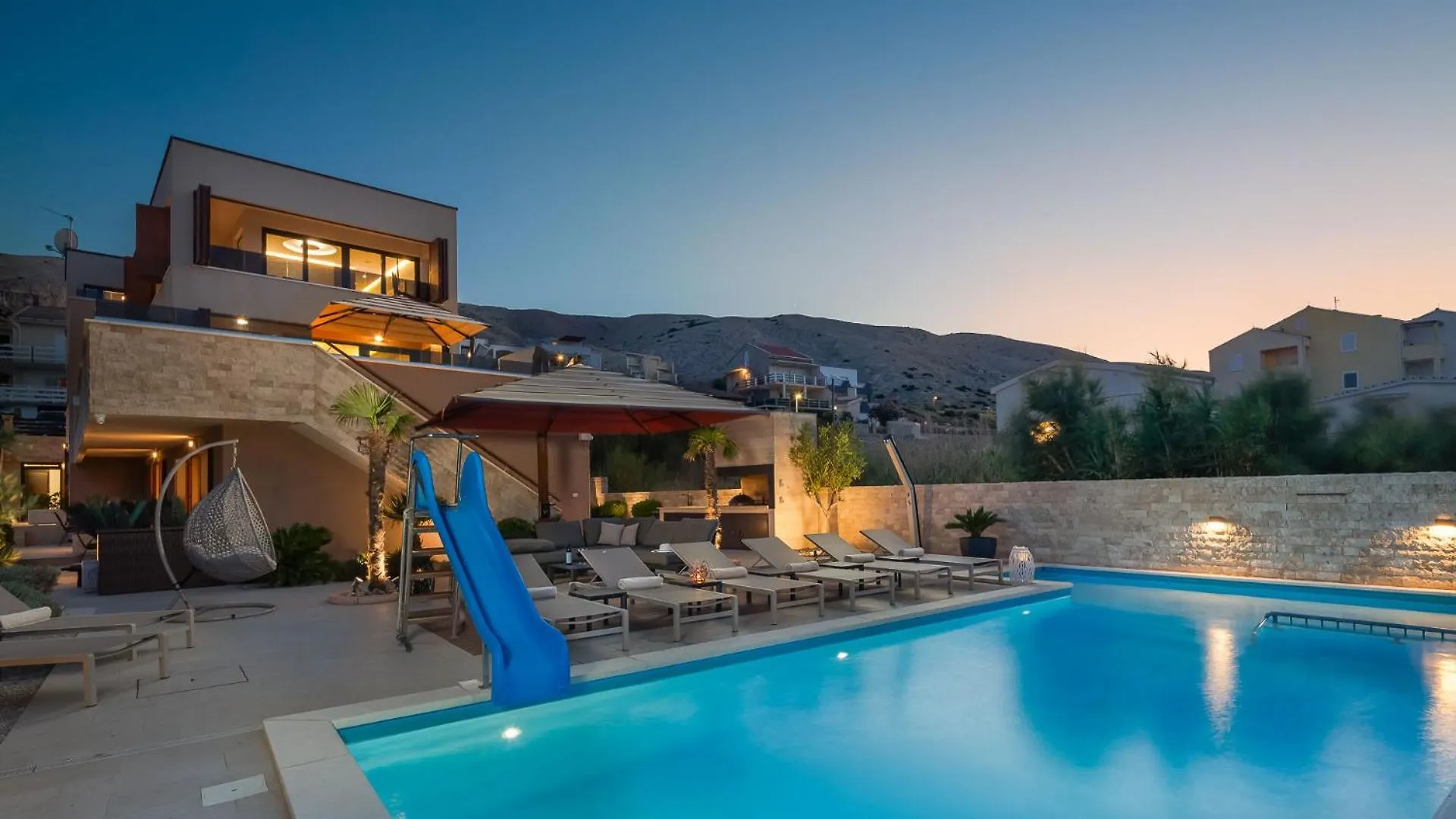 Villa Emma On Island Pag For 14 Persons With Sea View, Wellness & Pool Heating Pag Town Kroatien